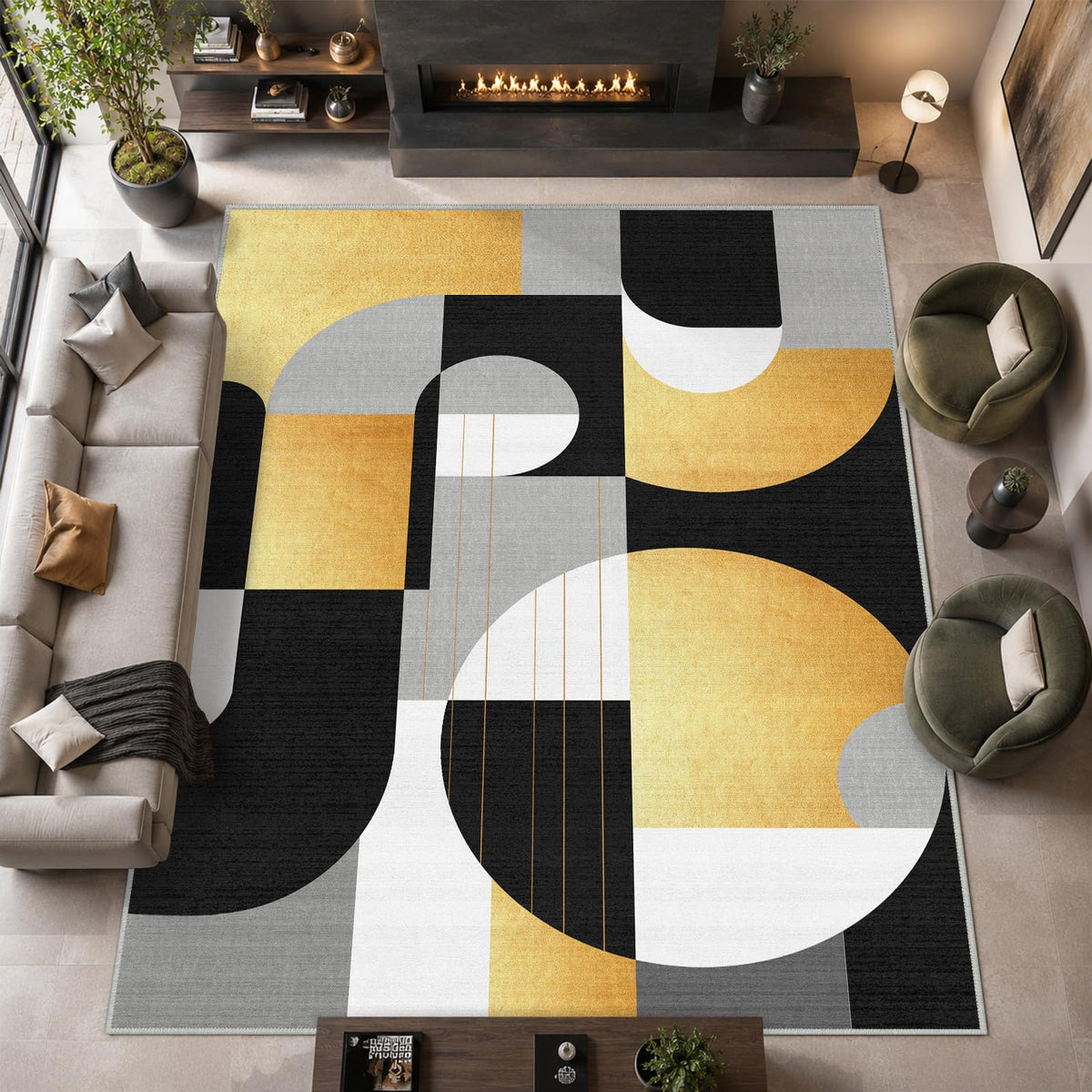 5x7 Area Rug Colorful Boho Geometric Carpet Modern Abstract Large Rug for Living Room Bedroom Machine Washable Non-Slip Rug for Dining Room Kids Playroom Office