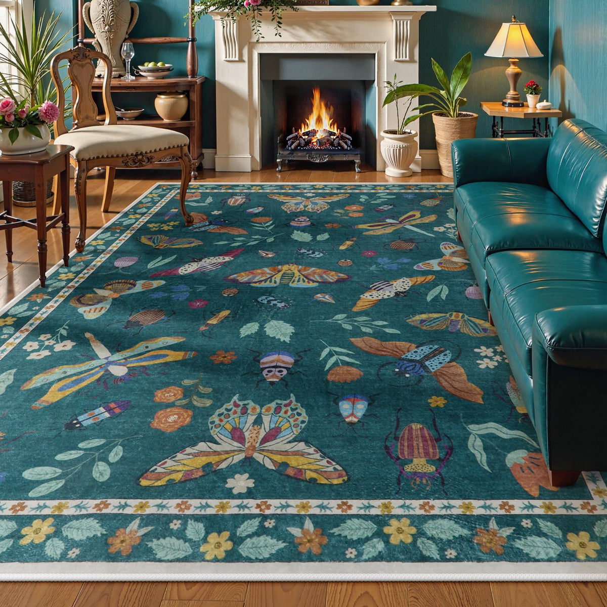 Lahome Insect 5x7 Area Rugs, Soft Bug Washable Rugs for Bedroom Living Room