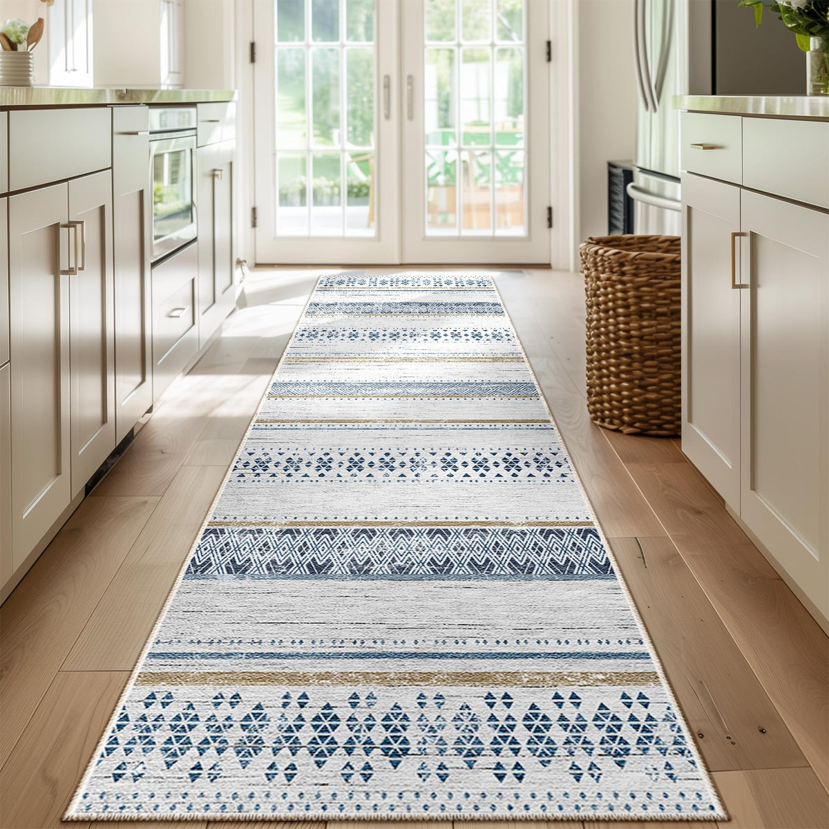 8x10 Washable Area Rugs for Living Room Boho Bedroom Rug Black/Brown