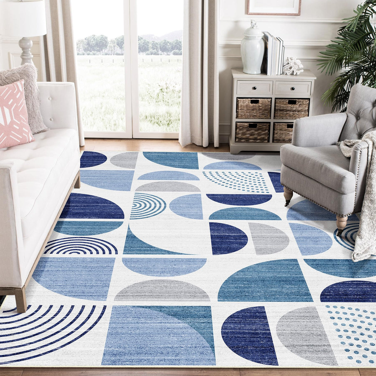 MUJOO 5x7 Area Rugs Washable,Boho Rugs Non Slip Modern Abstract Large