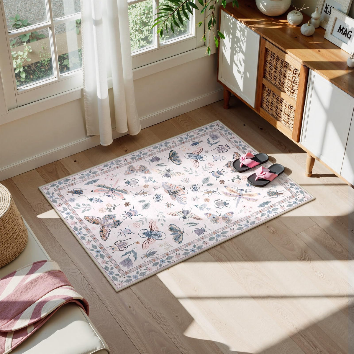 Lahome Insect 5x7 Area Rugs, Soft Bug Washable Rugs for Bedroom Living Room