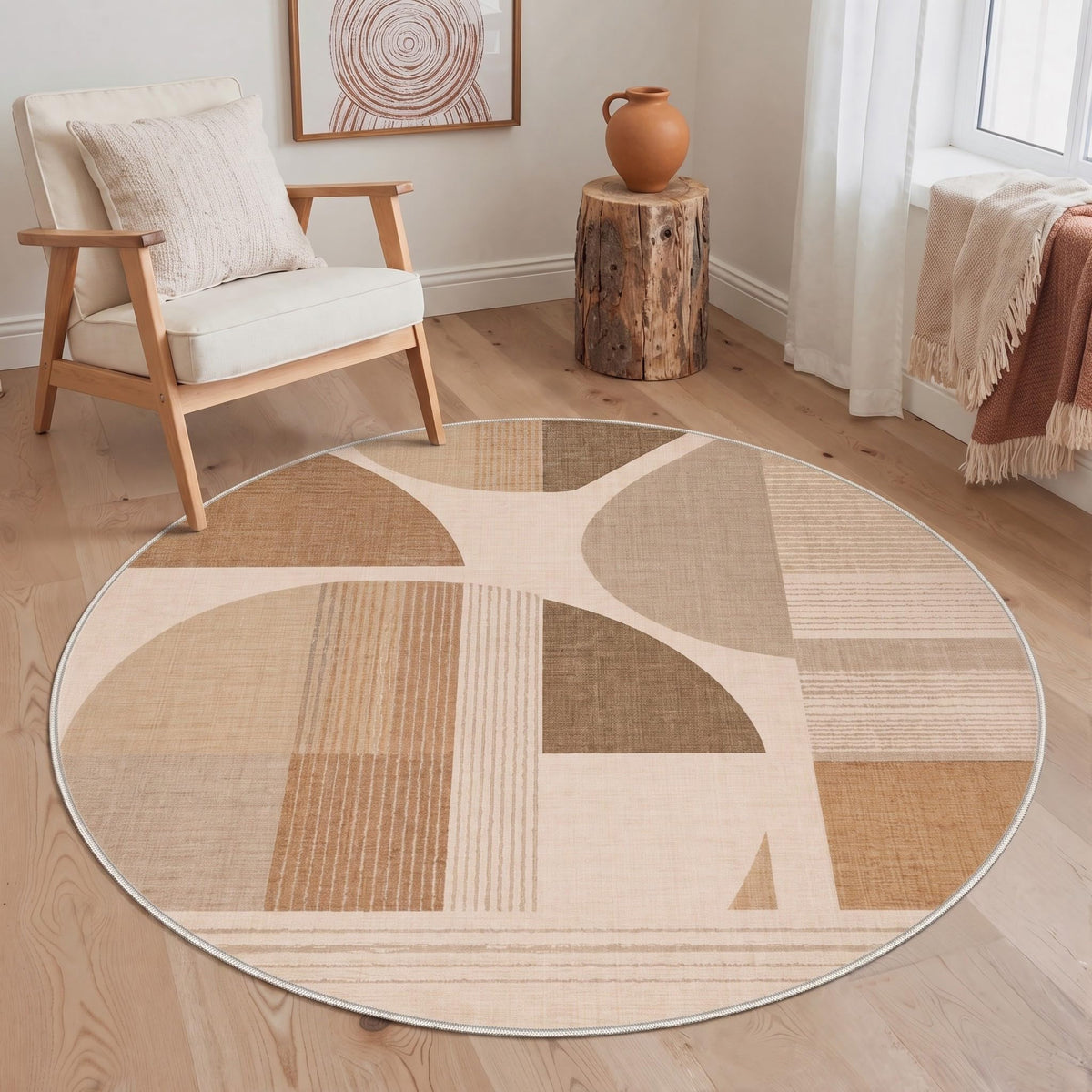 BEIMO 5x7 Washable Area Rugs, Green Mid Century Modern Rug for Bedroom