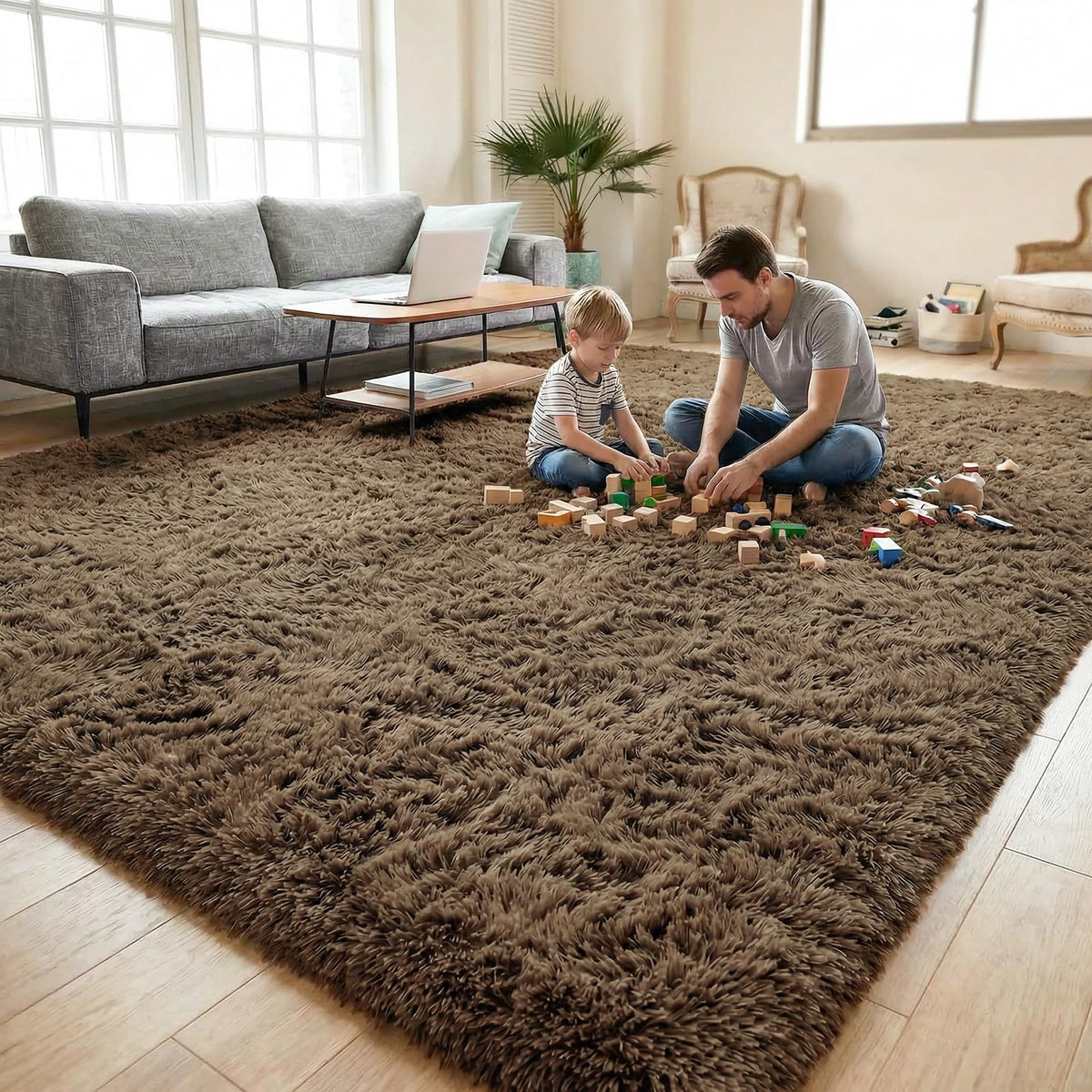 DweIke Fluffy Black White Rugs for Bedroom Living Room, 4x6 Feet Soft Plush Shaggy Cow Hide Print Girls Boys Kids Rug, Non-Slip and Machine Washable Carpet for Dorm Nursery Classroom Decor