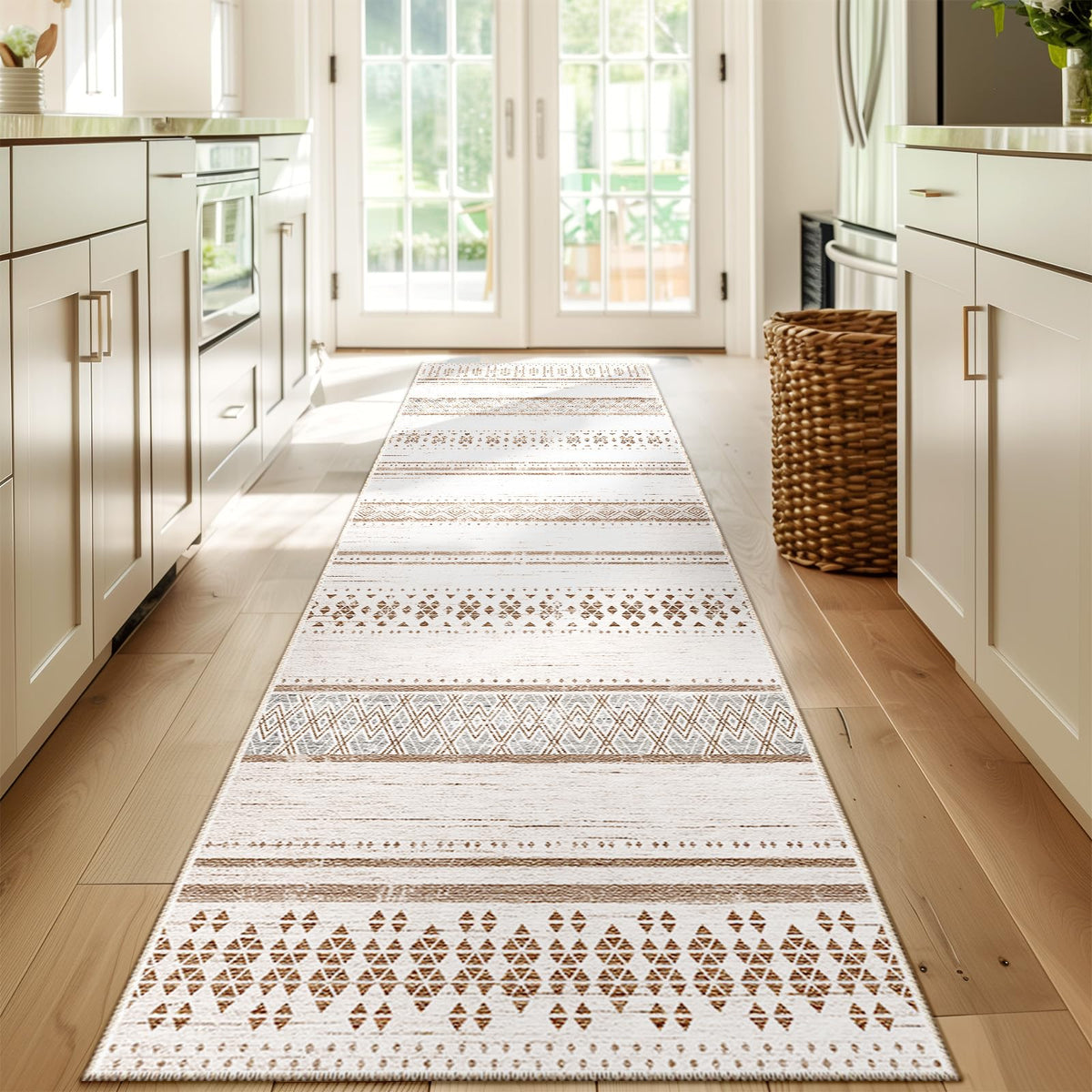 8x10 Washable Area Rugs for Living Room Boho Bedroom Rug Black/Brown