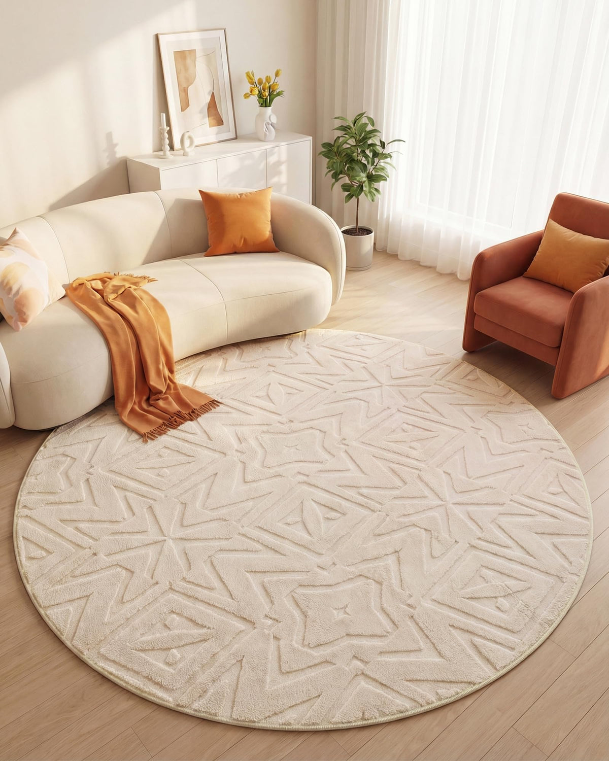 Carvapet 5x7 Area Rug Beige Modern Geometric Maze Washable Carpet