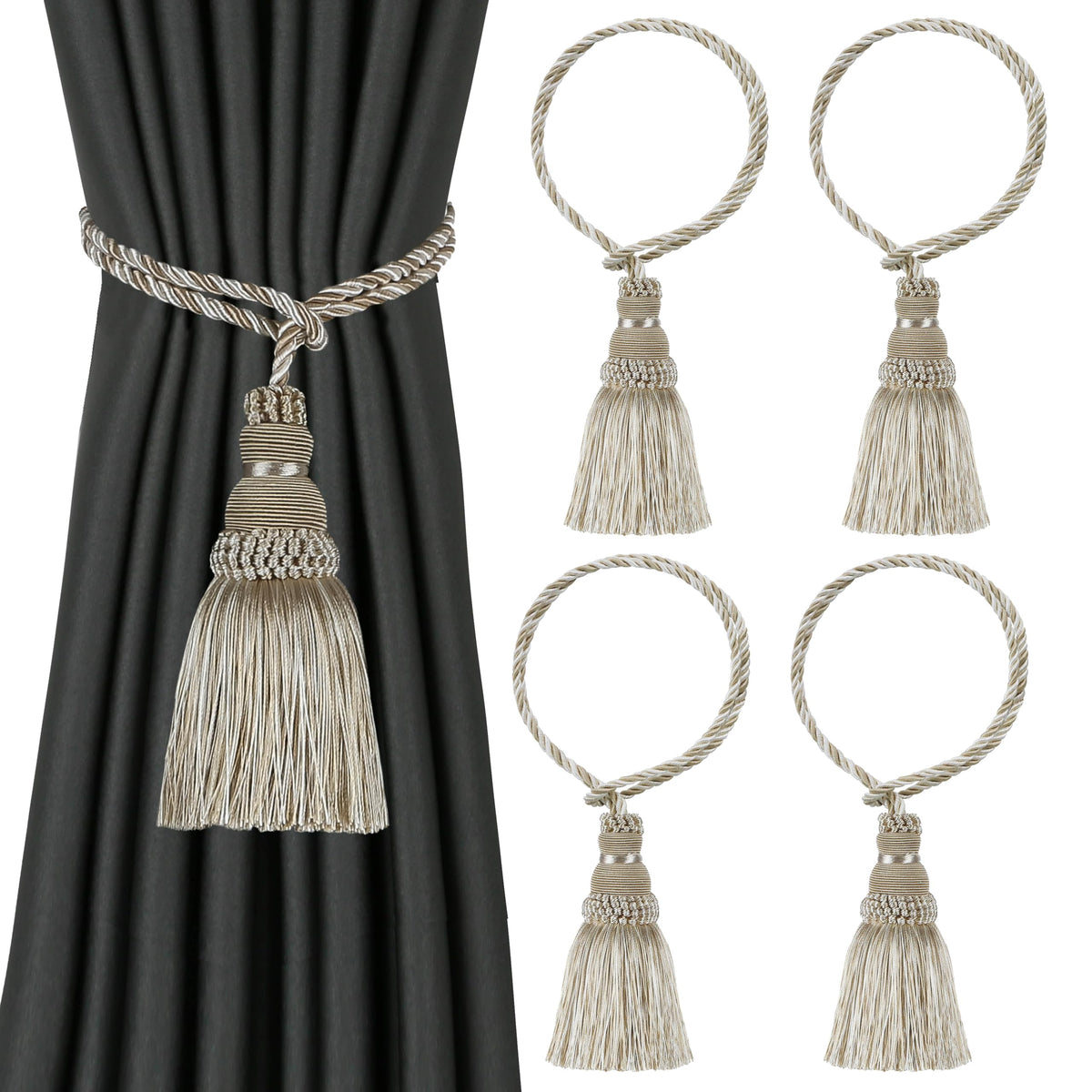 2 Pack Curtain Tie Backs Rope Tassels for Curtain Holdback