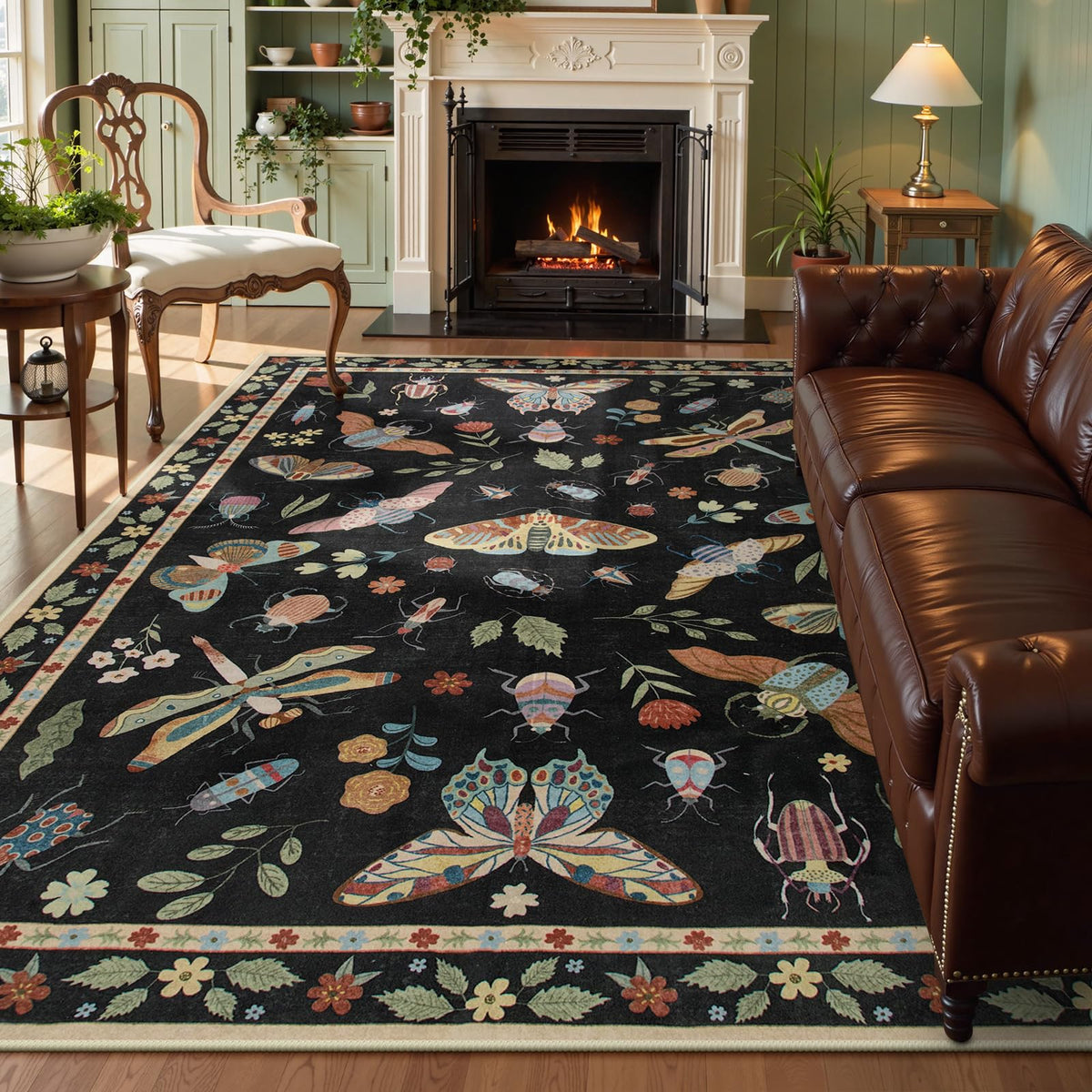 Lahome Insect 5x7 Area Rugs, Soft Bug Washable Rugs for Bedroom Living Room