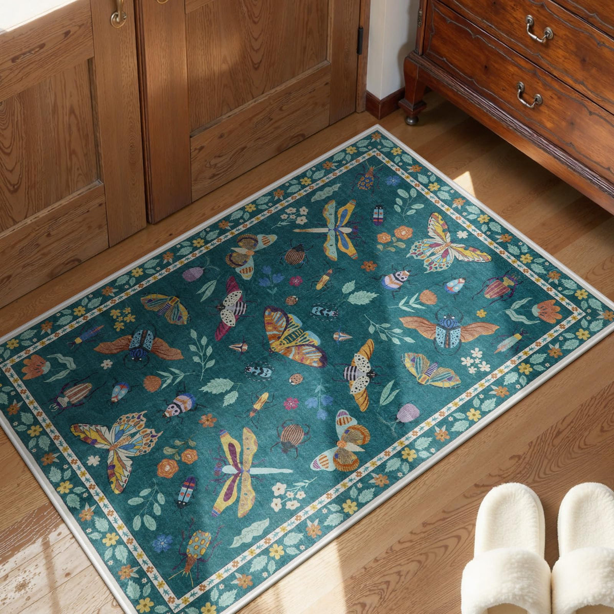 Lahome Insect 5x7 Area Rugs, Soft Bug Washable Rugs for Bedroom Living Room