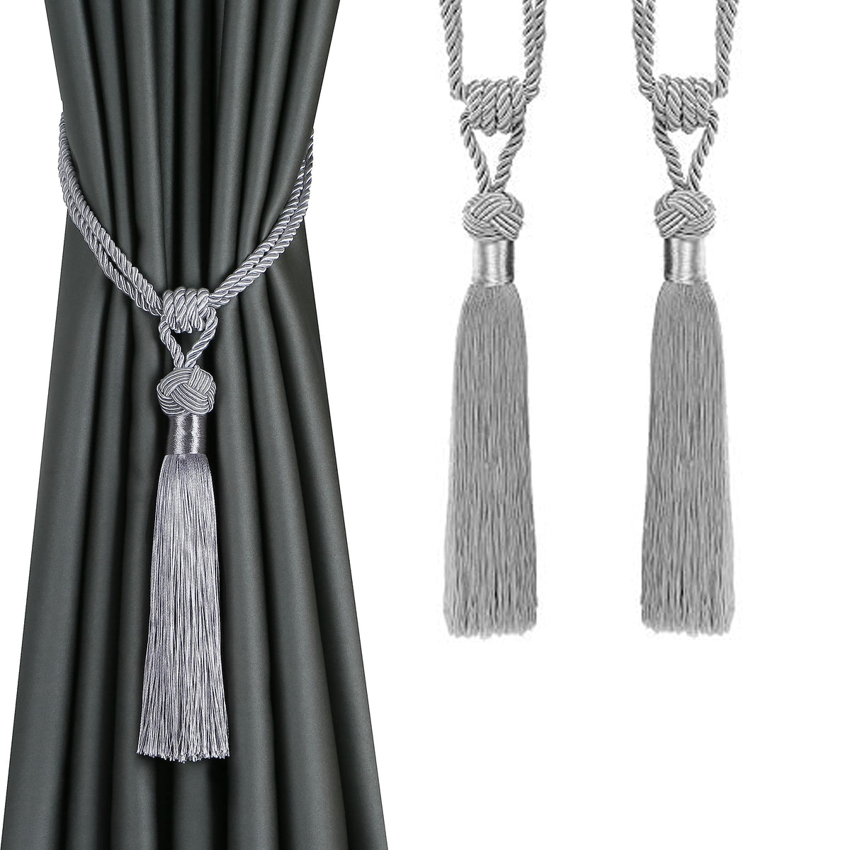 BEL AVENIR 2 Pack Curtain Tiebacks Hand-Woven Tassels Holdbacks