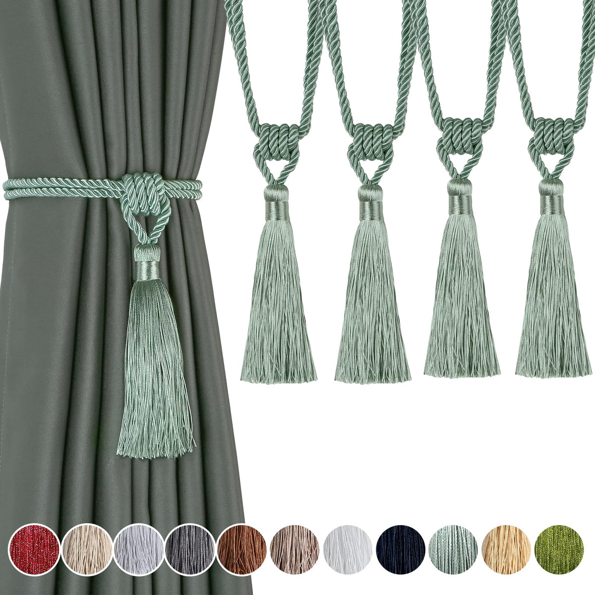 4 Pack Curtain Tiebacks Handmade Tassel Rope Curtain Holdbacks