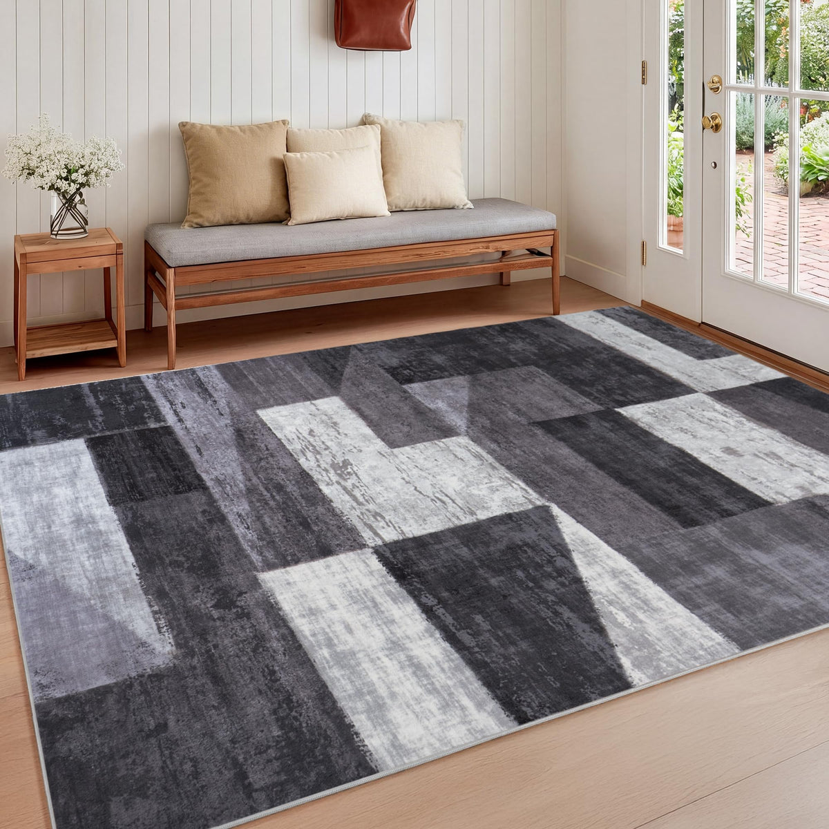 Mugorn Modern Geometric Living Room Rug, Soft Washable 4x6 Area Rug