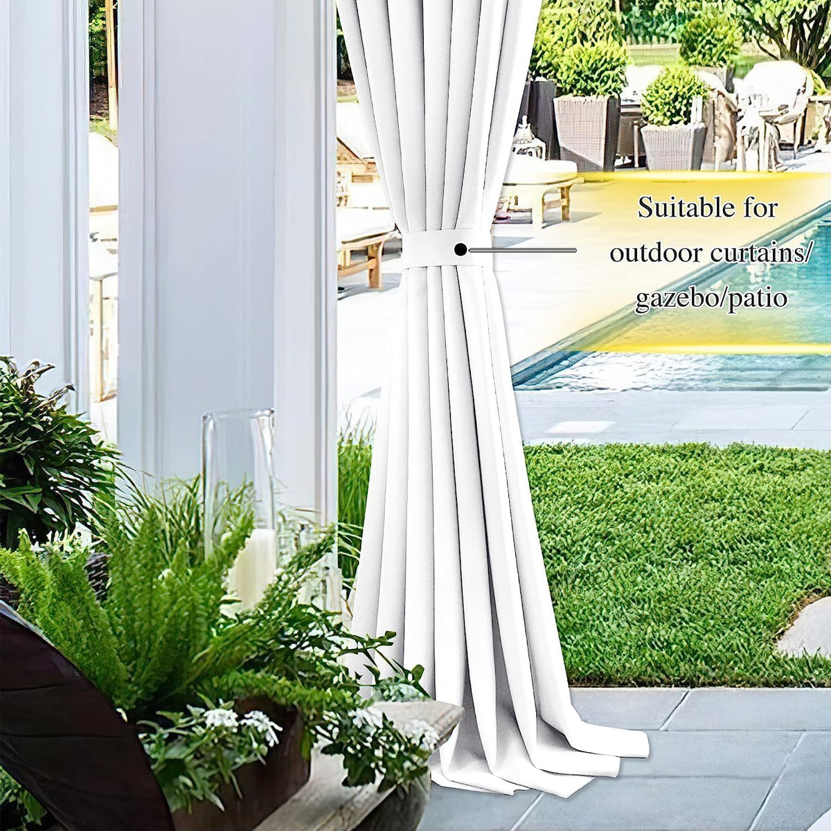 NICETOWN Strong Magnetic Curtain Tiebacks - Natural Decorative Curtain Ties Wide Straps Holdbacks for Modern Curtains (White,11.8 X 4 Inches, Set of 4,Suitable for 29”- 52" Wide)