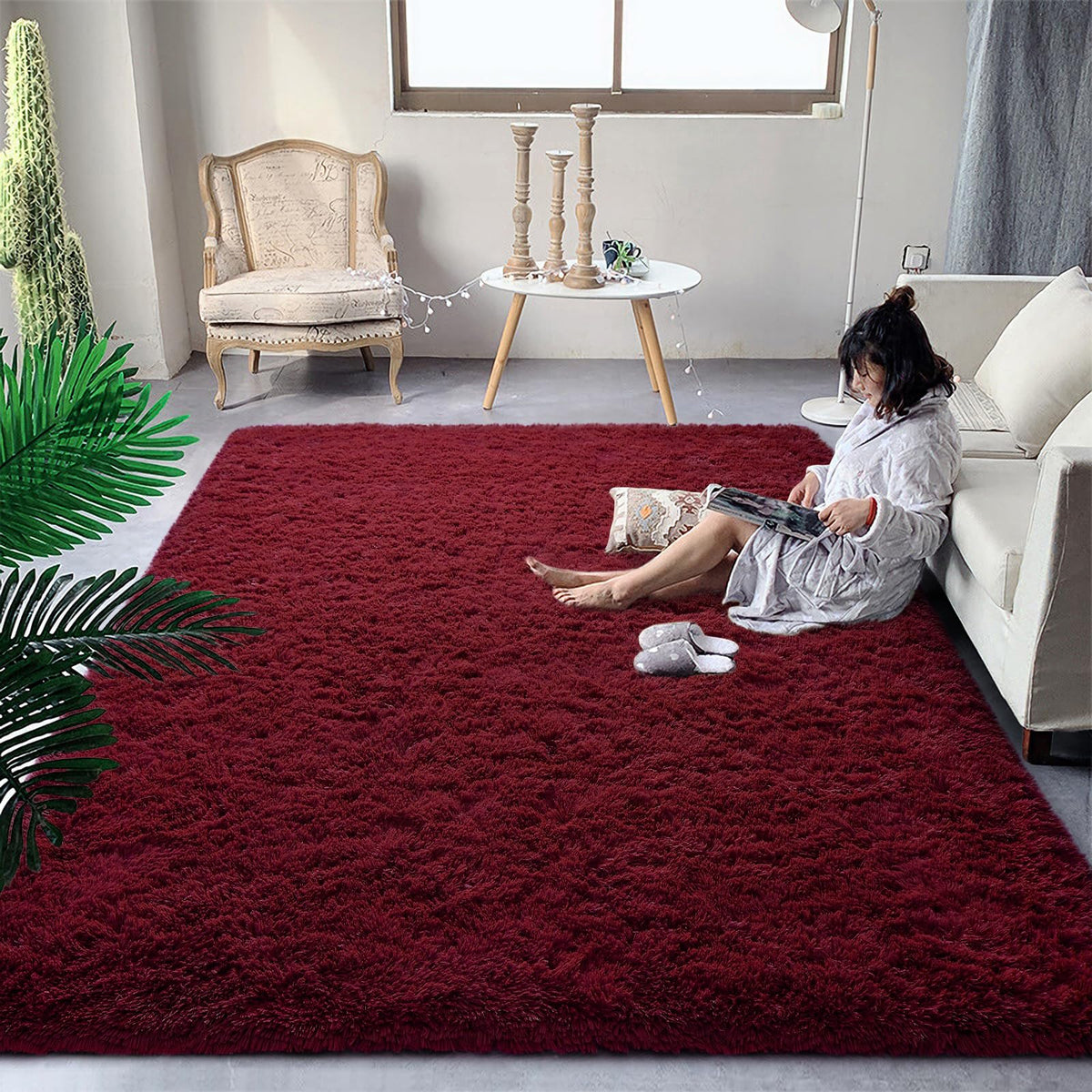 DweIke Fluffy Black White Rugs for Bedroom Living Room, 4x6 Feet Soft Plush Shaggy Cow Hide Print Girls Boys Kids Rug, Non-Slip and Machine Washable Carpet for Dorm Nursery Classroom Decor
