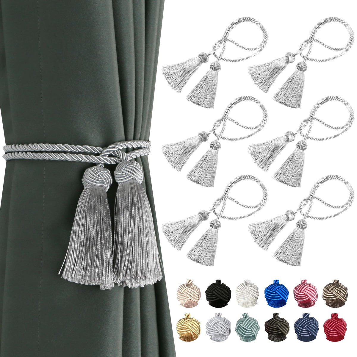 BEL AVENIR 2 Pack Handmade Rope Tassel Curtain Tiebacks