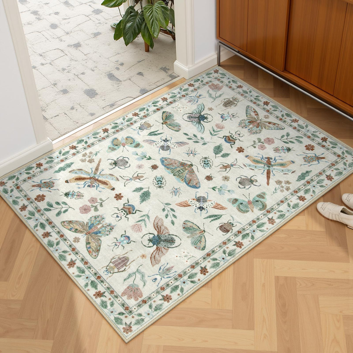 Lahome Insect 5x7 Area Rugs, Soft Bug Washable Rugs for Bedroom Living Room