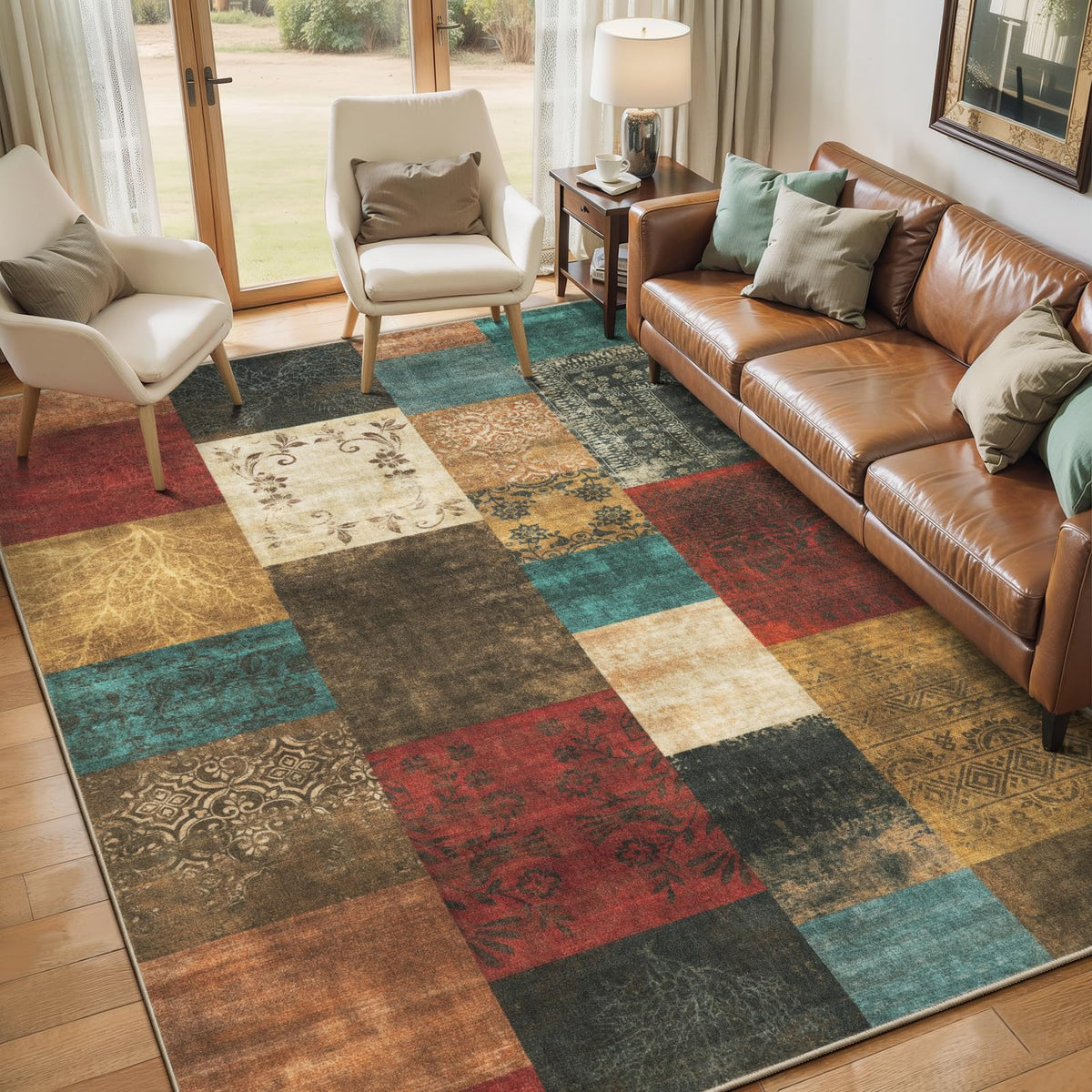Ciicool 6x9 Area Rug Living Room Rug, Soft Geometric Washable Carpet Brown