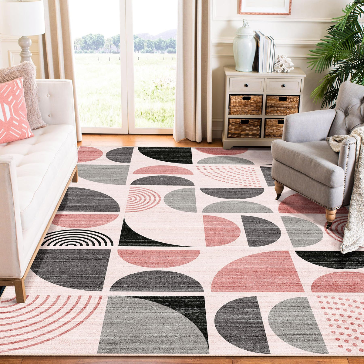 MUJOO 5x7 Area Rugs Washable,Boho Rugs Non Slip Modern Abstract Large