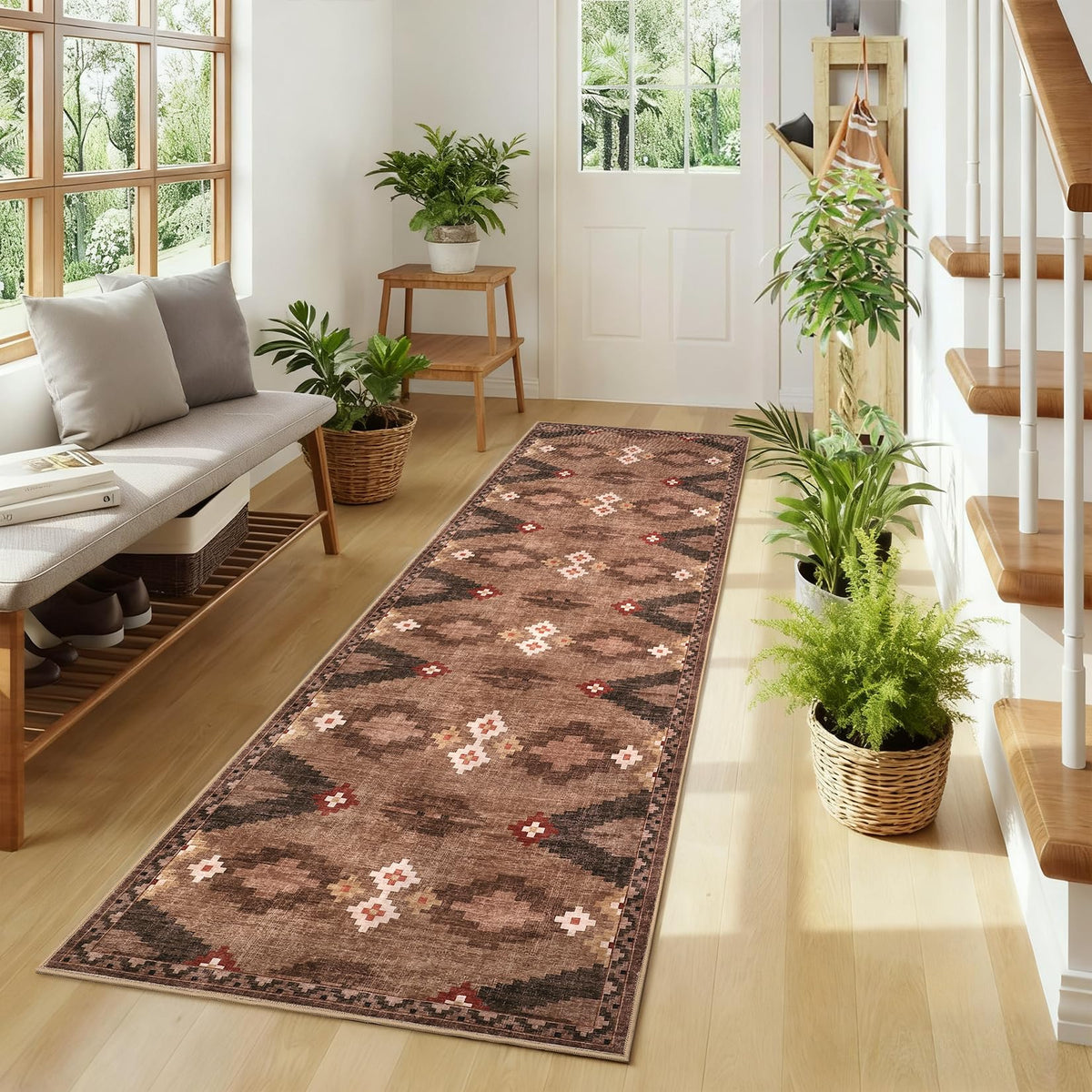 GarveeHome Modern Geometric Bedroom Washable 4x6 Small Living Room Rugs
