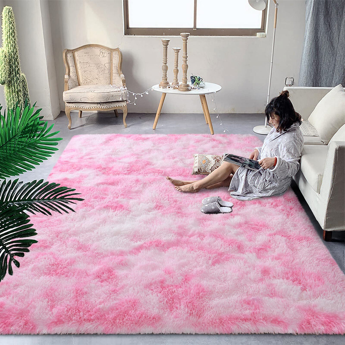 DweIke Fluffy Black White Rugs for Bedroom Living Room, 4x6 Feet Soft Plush Shaggy Cow Hide Print Girls Boys Kids Rug, Non-Slip and Machine Washable Carpet for Dorm Nursery Classroom Decor