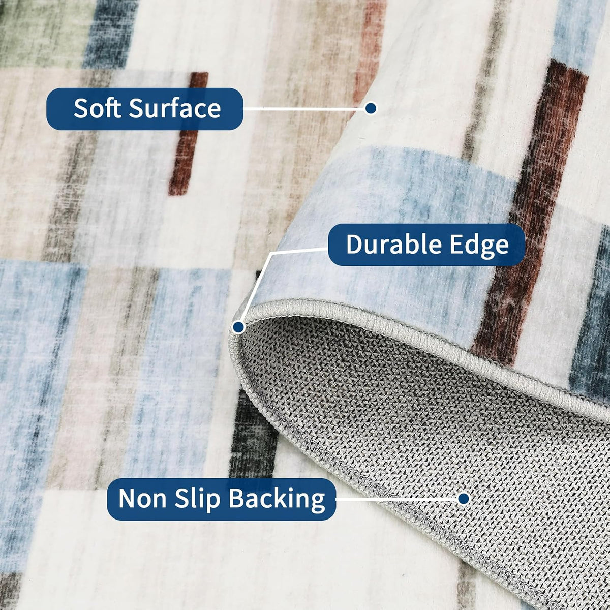 GarveeHome Large Living Room Rugs 8x10 Area Rugs Machine Washable Modern Geometric Neutral Rug Non Slip Low Pile Farmhouse Stain Resistant Carpet for Bedroom Nursery Classroom Dorm 8 ft x10 ft Multi