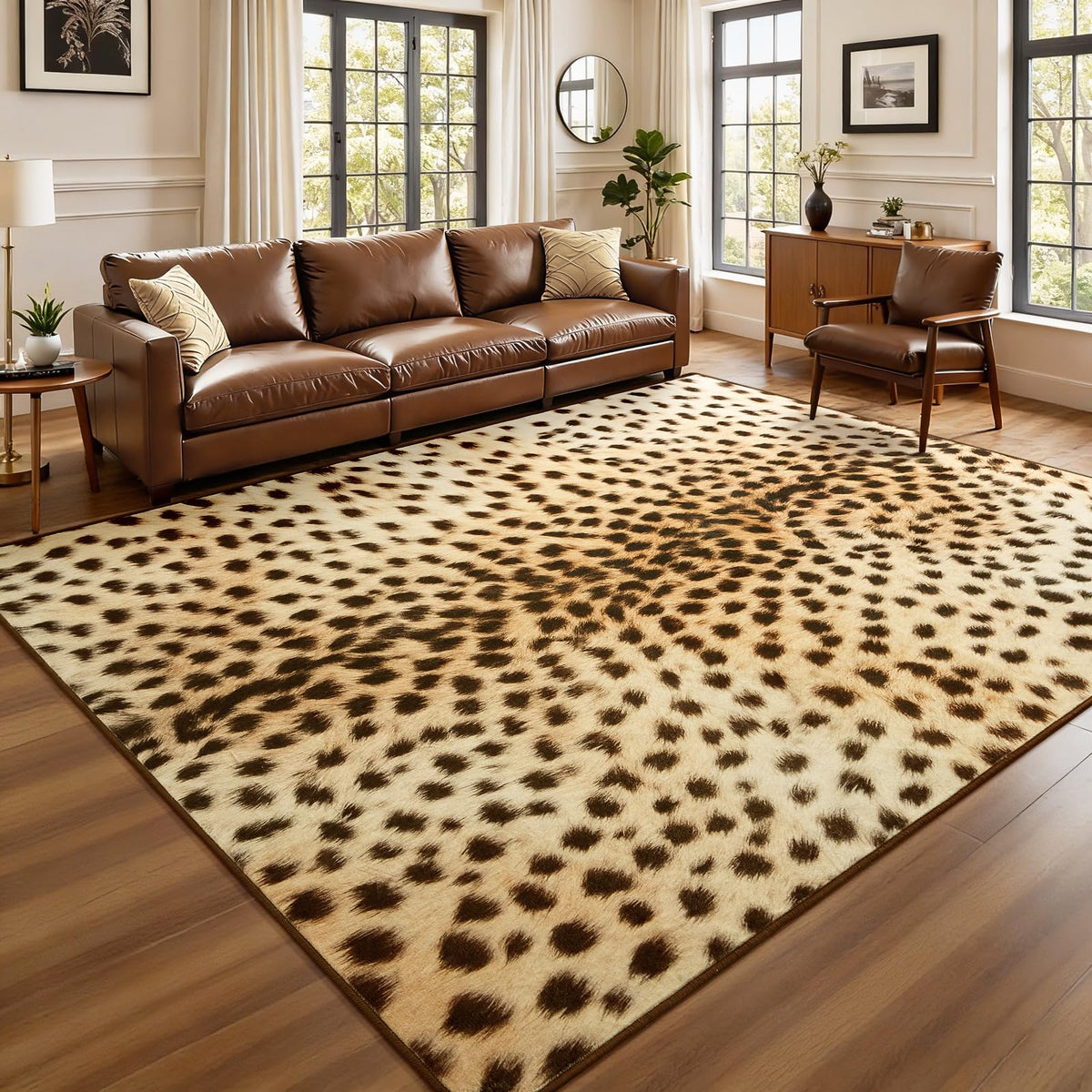 BENRON Soft Antelope Rug 4x6, Faux Animal Print Rug for Living Room Bedroom