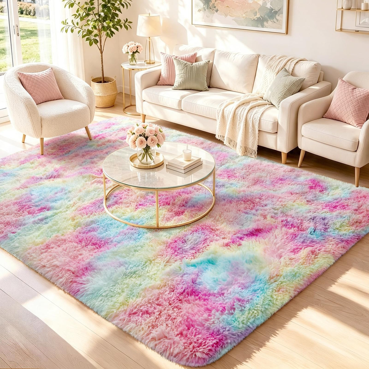 Ophanie Leopard Rugs for Bedroom Living Room, Cheetah Print Rug Fluffy Shag Large Fuzzy Plush Soft Throw,Large Shaggy Floor Faux Animal Throw 4x6 Carpets,Decor Aesthetic with Over 99 pcs Pile fibers