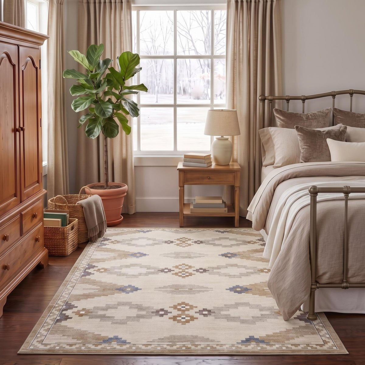 GarveeHome Modern Geometric Bedroom Washable 4x6 Small Living Room Rugs