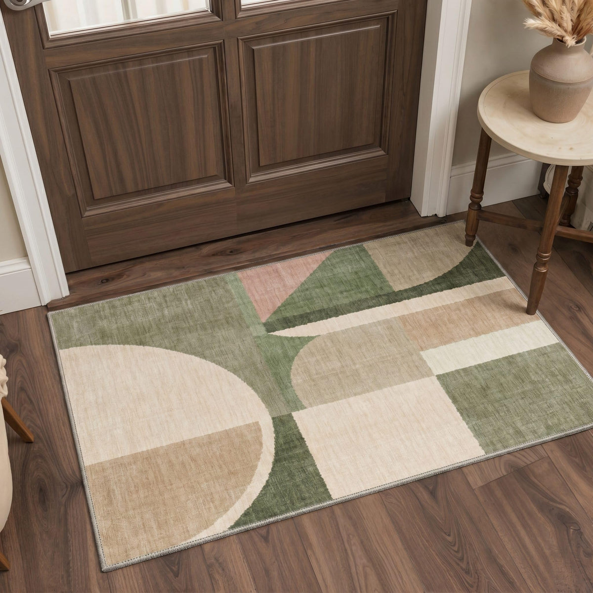 BEIMO 5x7 Washable Area Rugs, Green Mid Century Modern Rug for Bedroom