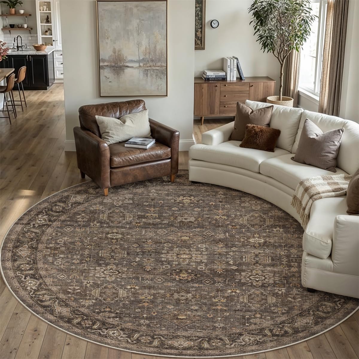 8x10 Dark Brown Vintage Area Rug