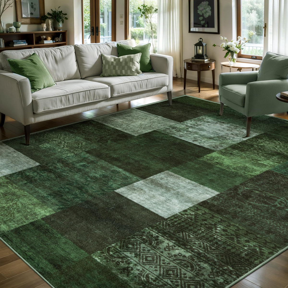 Ciicool 6x9 Area Rug Living Room Rug, Soft Geometric Washable Carpet Brown