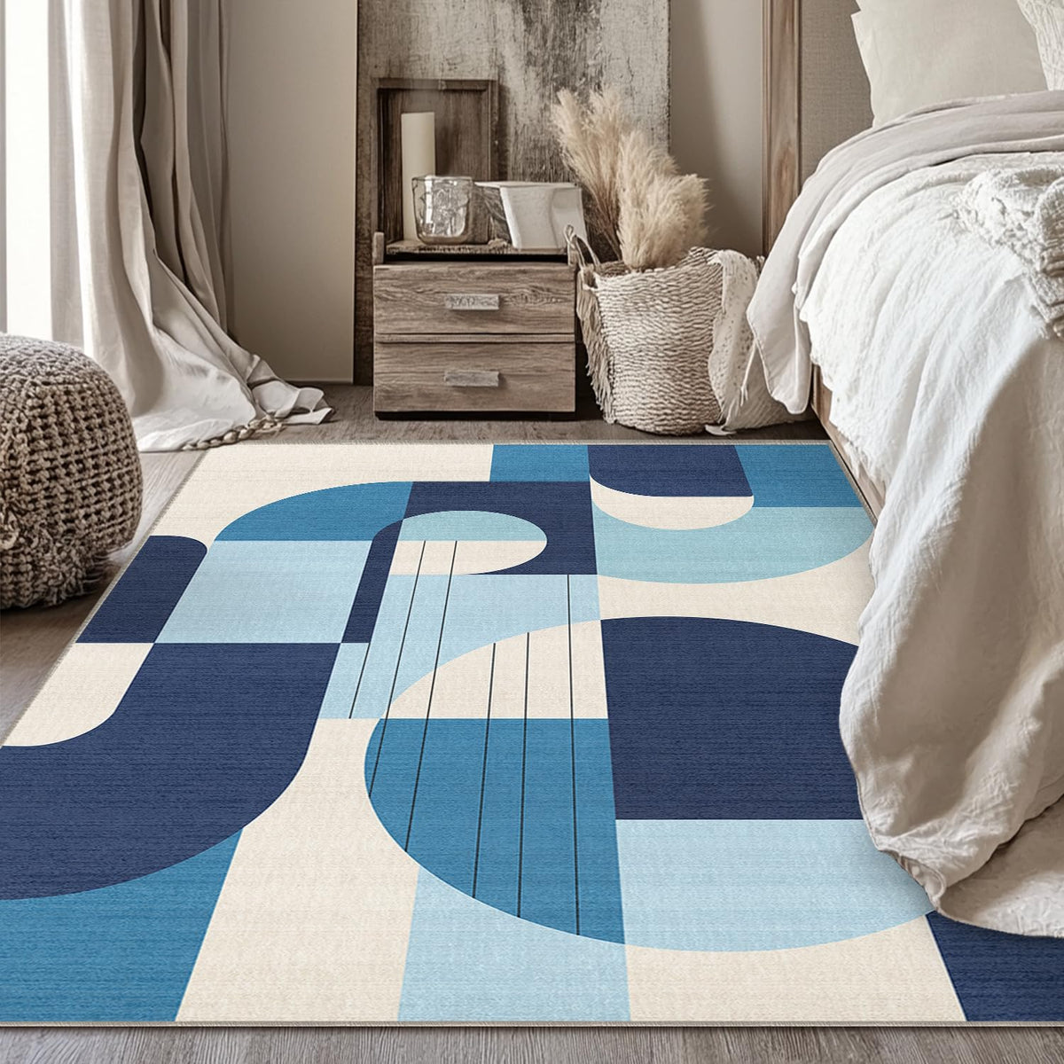 5x7 Area Rug Colorful Boho Geometric Carpet Modern Abstract Large Rug for Living Room Bedroom Machine Washable Non-Slip Rug for Dining Room Kids Playroom Office