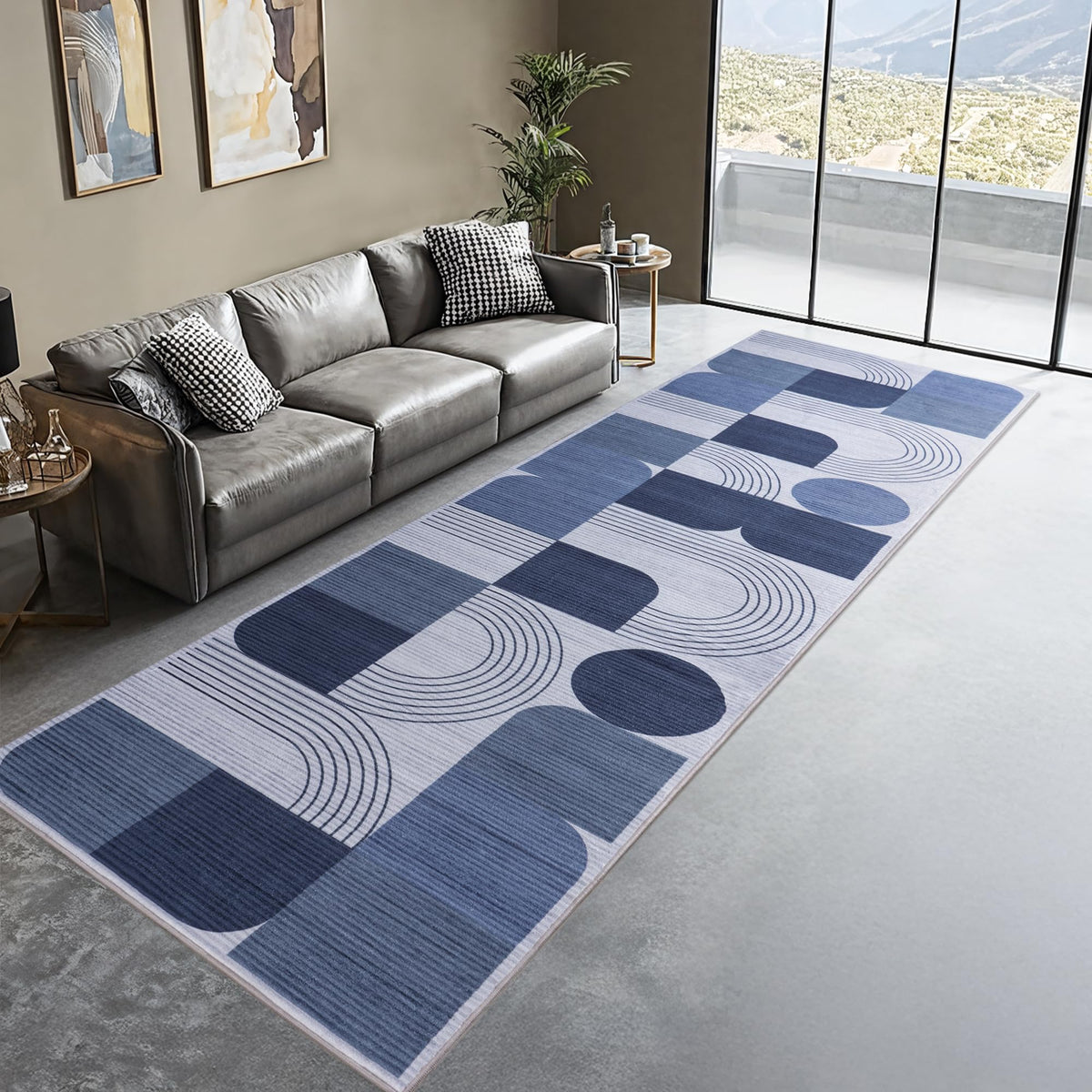 Soft Modern Geometric Abstract Large Machine Washable 5x7 Area Rug