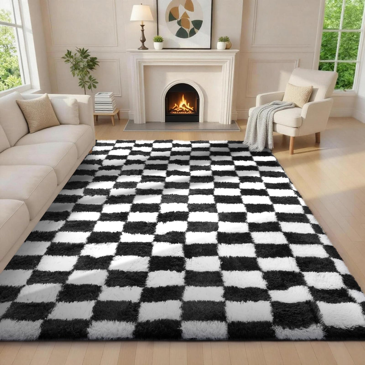 Ophanie Leopard Rugs for Bedroom Living Room, Cheetah Print Rug Fluffy Shag Large Fuzzy Plush Soft Throw,Large Shaggy Floor Faux Animal Throw 4x6 Carpets,Decor Aesthetic with Over 99 pcs Pile fibers