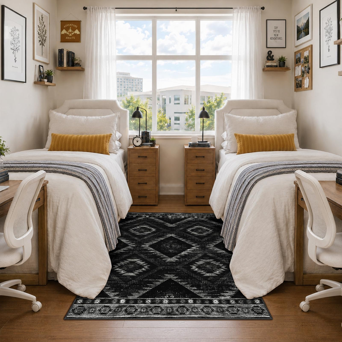 BESTSWEETIE 8'x10' Washable Area Rug for Living Room Bedroom Yellowbrown