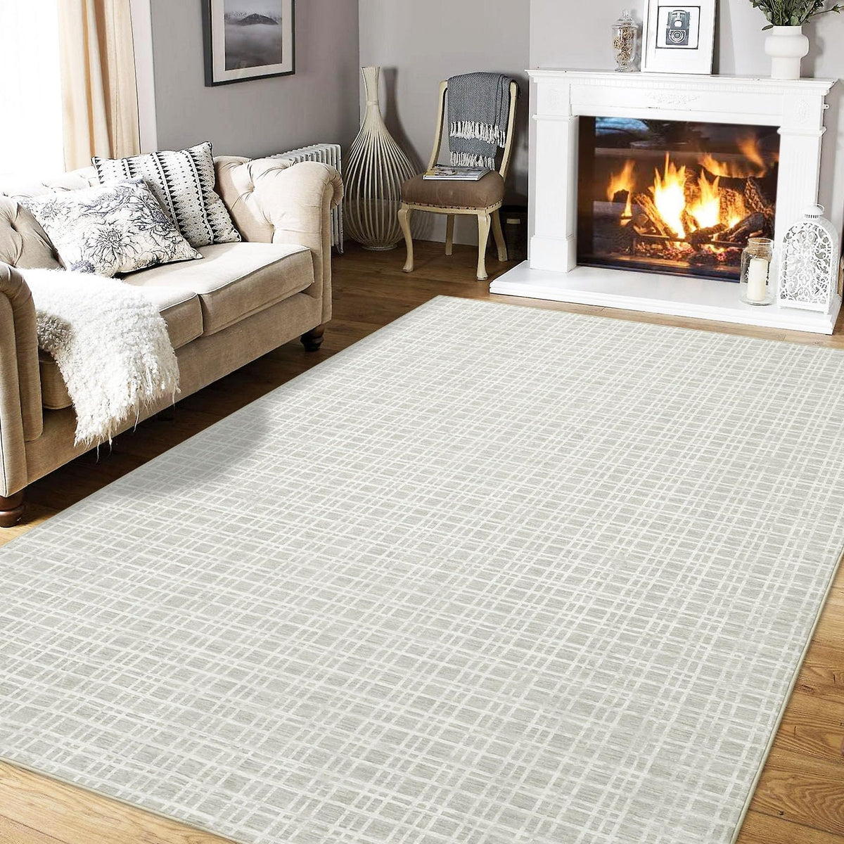 Large Living Room Rugs 8x10 Area Rugs Machine Washable Modern Geometric Neutral Rug Non Slip Low Pile Farmhouse Stain Resistant Carpet for Bedroom Nursery Classroom Dorm 8'x10' Multi
