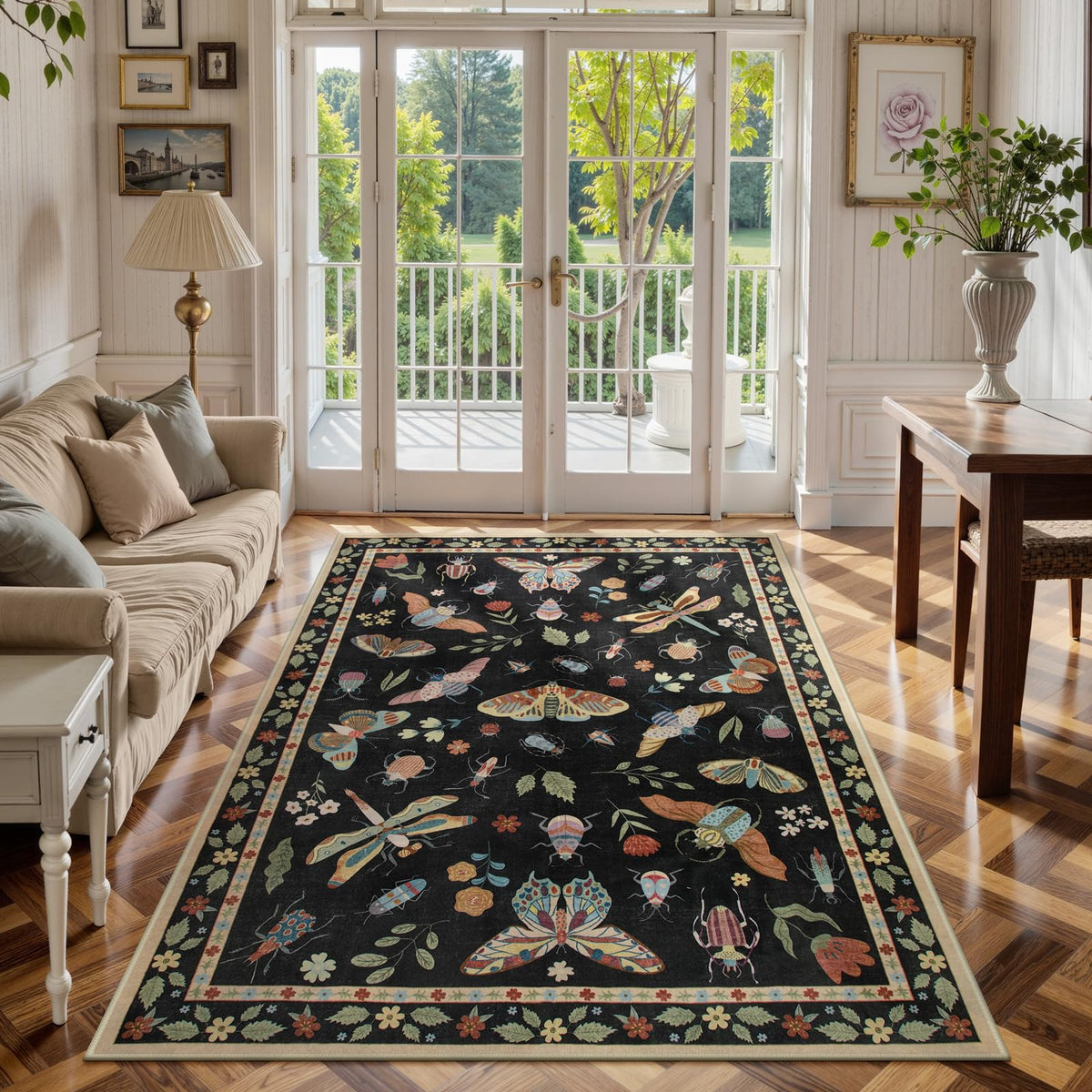Lahome Insect 5x7 Area Rugs, Soft Bug Washable Rugs for Bedroom Living Room
