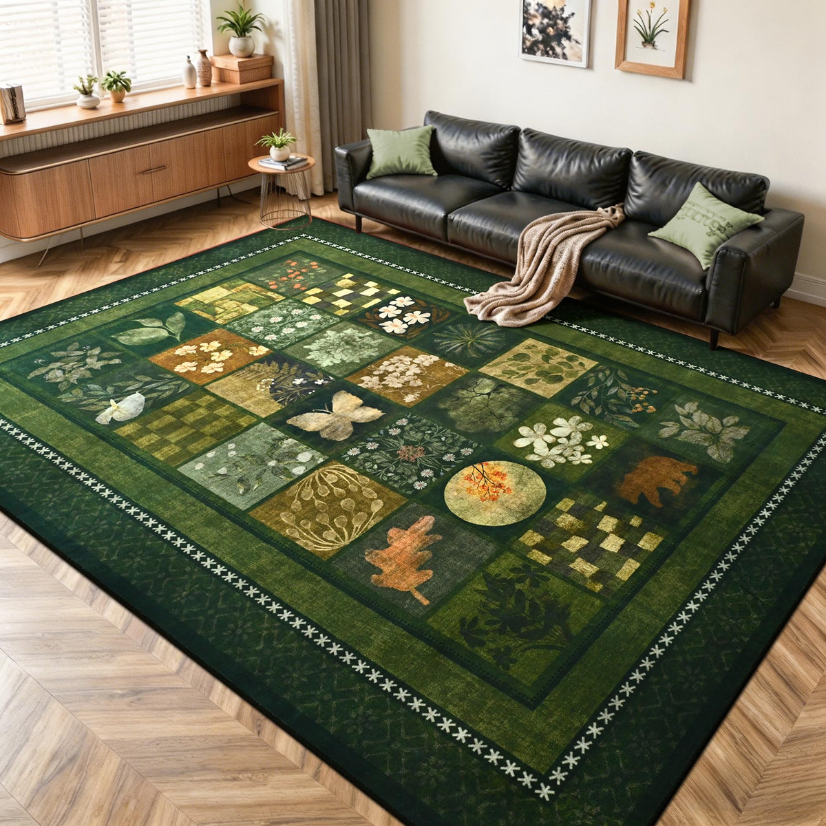 Tepook 8x10 Area Rugs for Living Room, Washable Large Geometric Bedroom Rug
