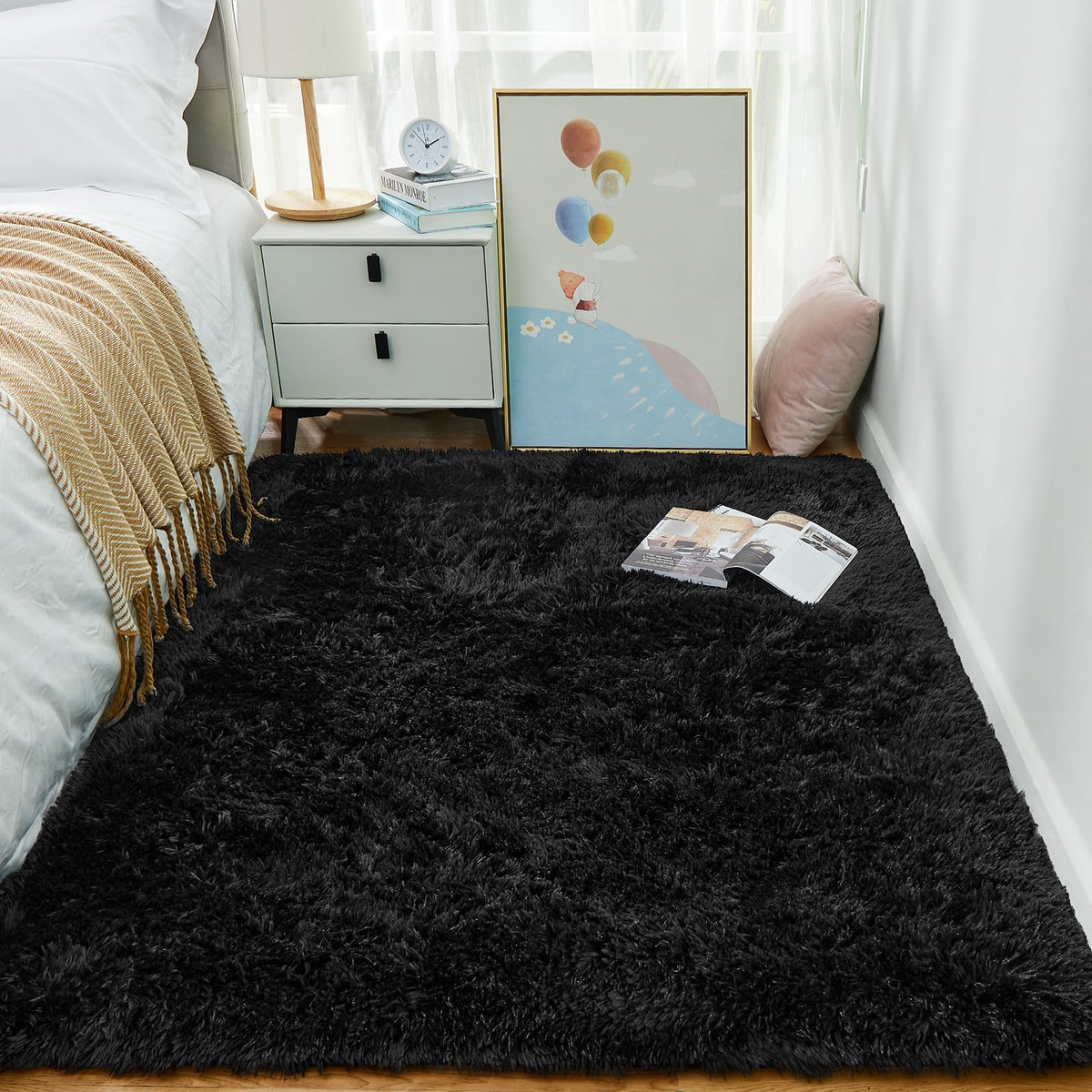 Ophanie Leopard Rugs for Bedroom Living Room, Cheetah Print Rug Fluffy Shag Large Fuzzy Plush Soft Throw,Large Shaggy Floor Faux Animal Throw 4x6 Carpets,Decor Aesthetic with Over 99 pcs Pile fibers