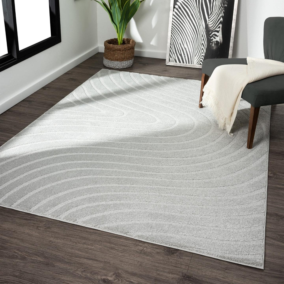 LUXE WEAVERS Modern Geometric Wave Cream 6x9 Area Rug