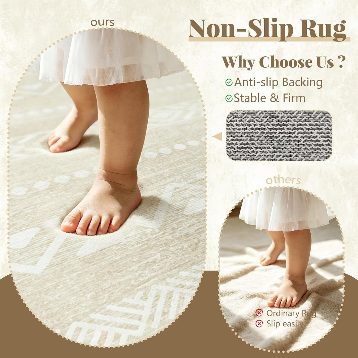 Zomfy Washable Rug 8x10 Area Rugs for Living Room(Beige, 8'x10')
