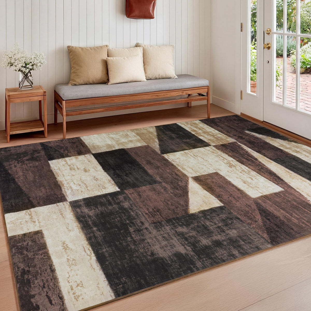 Mugorn Modern Geometric Living Room Rug, Soft Washable 4x6 Area Rug