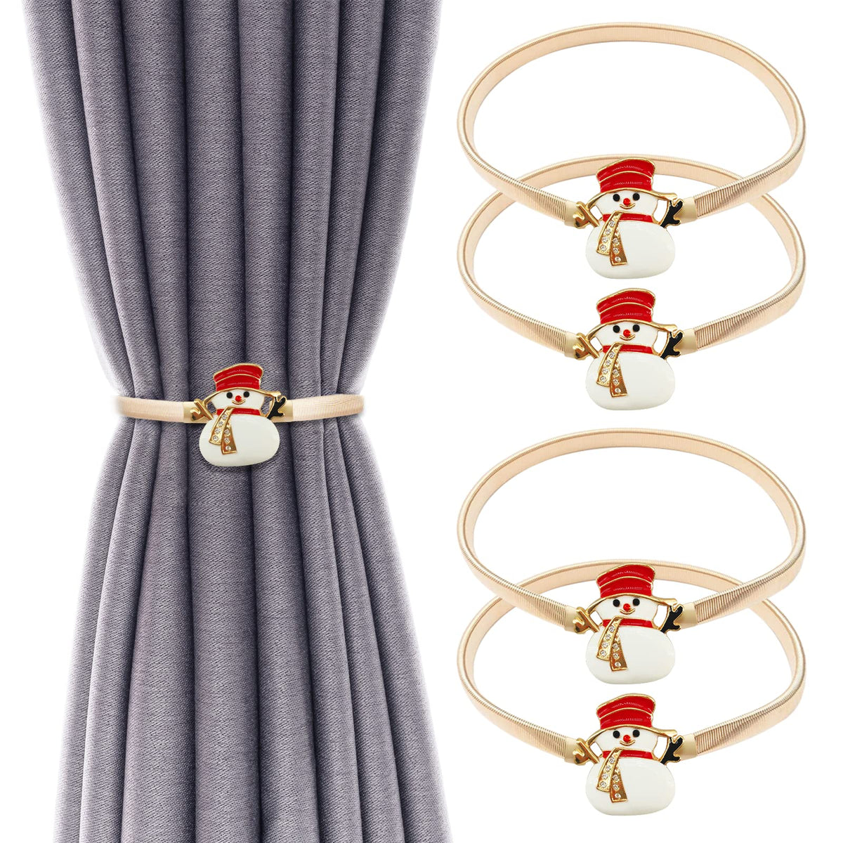 4 Pack Christmas Curtain Tieback Buckle Aluminum Alloy Spring Design Curtain Holdback Carving Design Christmas Curtain Ties for Drapes Curtain Ties Backs Modern Christmas Decor (Maple Leaf)