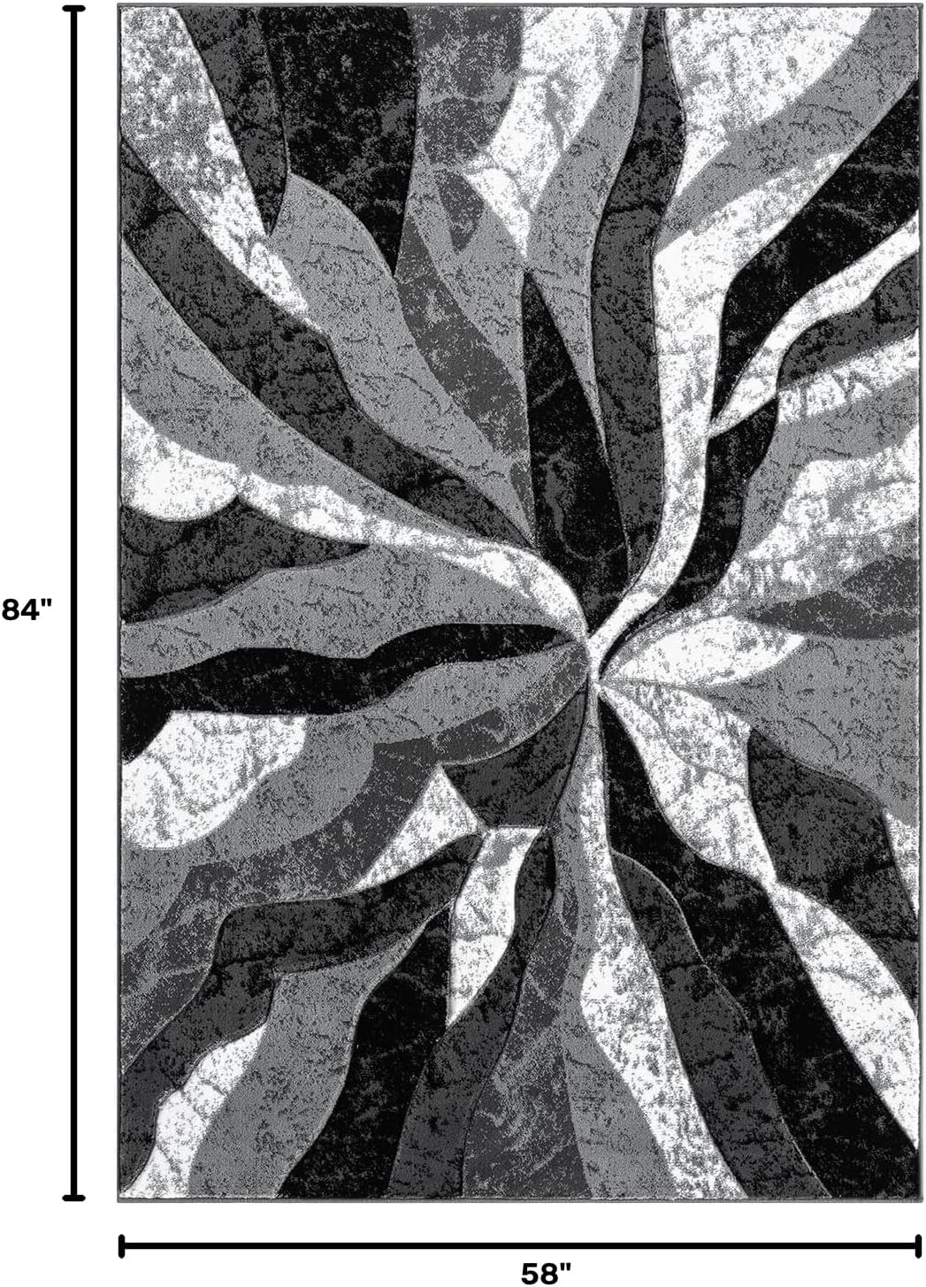 Modern Abstract Area Rug Hand Carved Contemporary Geometric Swirls Vibrant Colors Carpet for Living Room Bedroom Design PR1002 (Grey, 5' x 7')