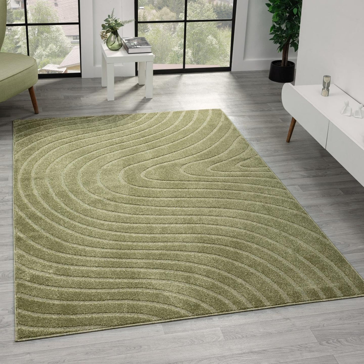 LUXE WEAVERS Modern Geometric Wave Cream 6x9 Area Rug