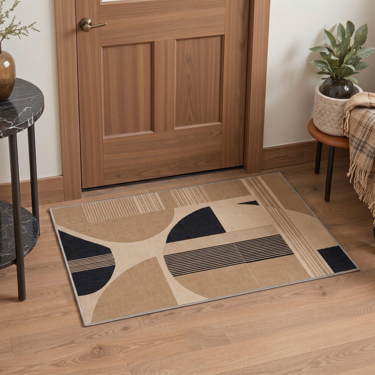 BEIMO 5x7 Washable Area Rugs, Green Mid Century Modern Rug for Bedroom