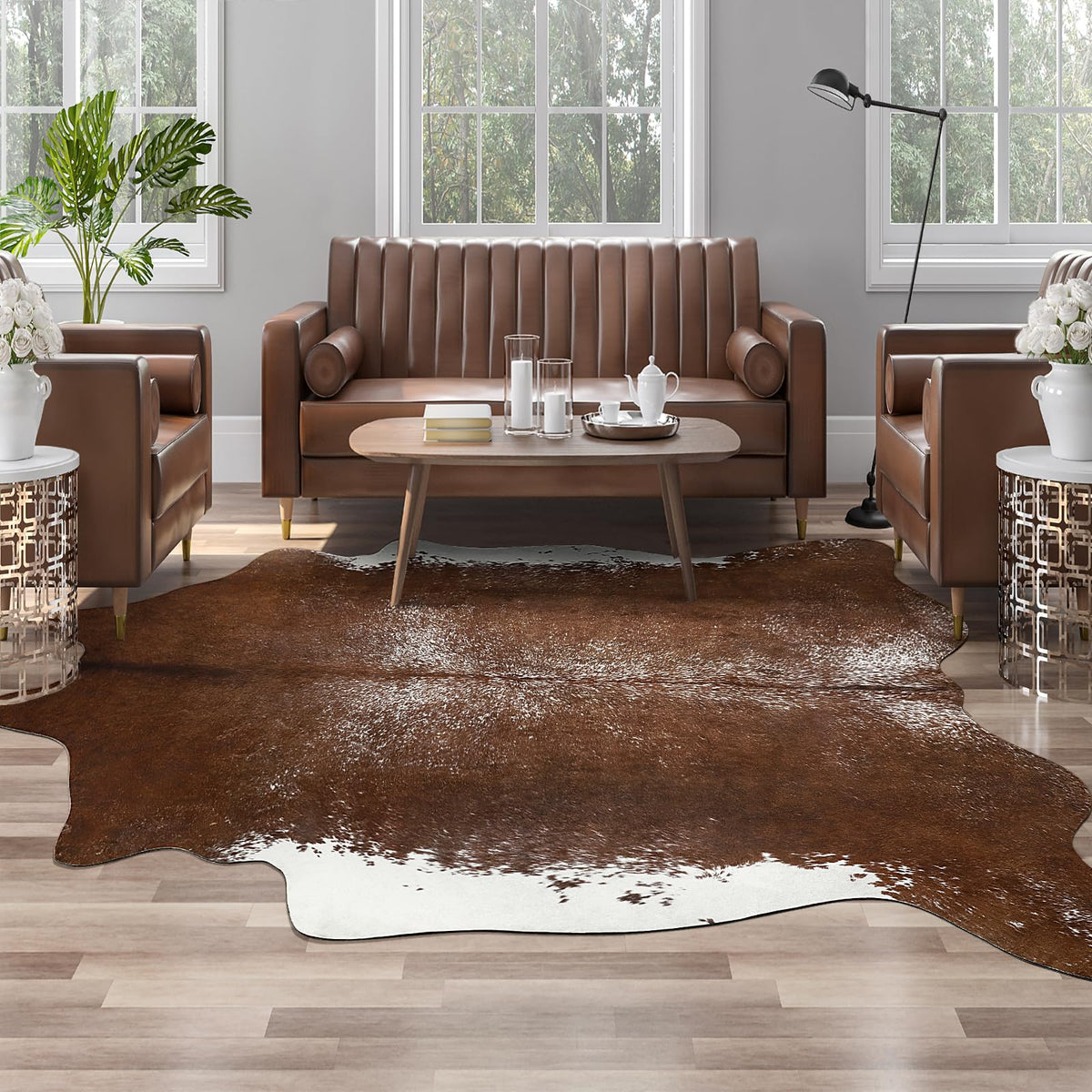 AROGAN Premium Leopard Print Rug, Faux Cheetah Rugs, Non-Slip 4.6 x 5.2 Ft