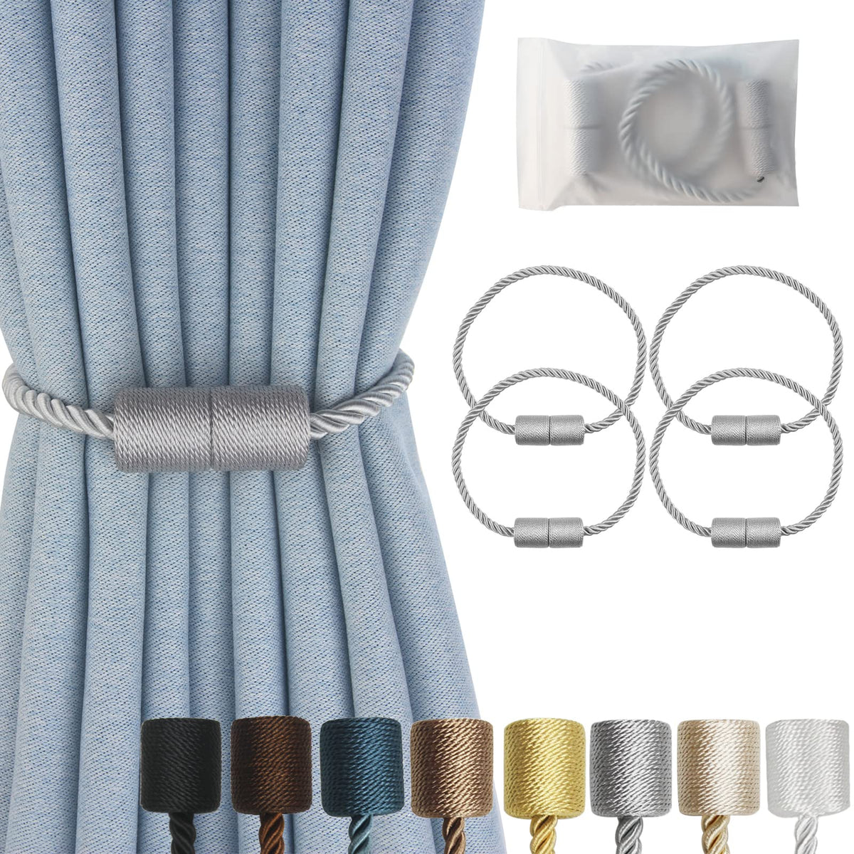 Magnetic Curtain Tiebacks Decorative Holdbacks Rope Tie Back Drapes Hangtty