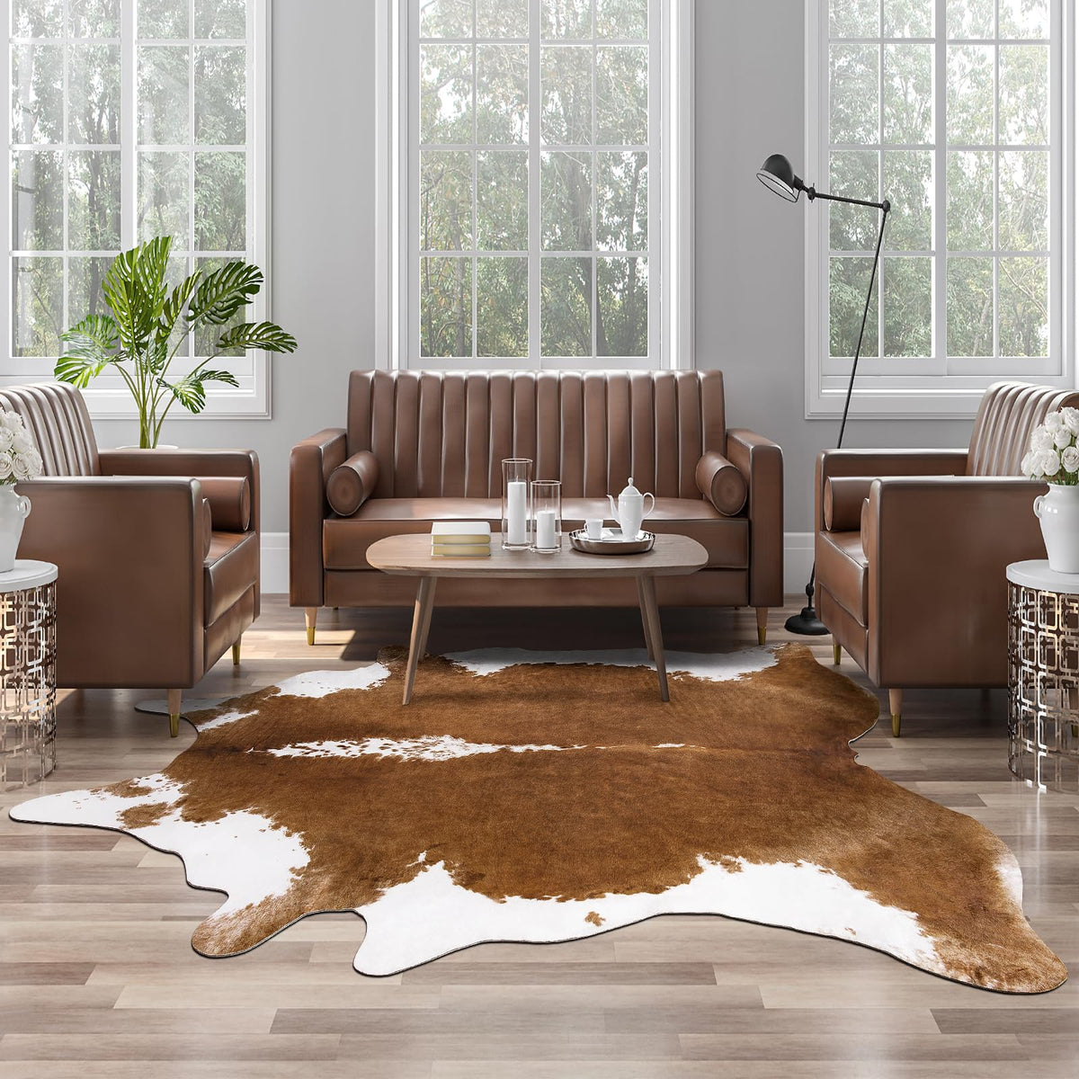 AROGAN Premium Leopard Print Rug, Faux Cheetah Rugs, Non-Slip 4.6 x 5.2 Ft