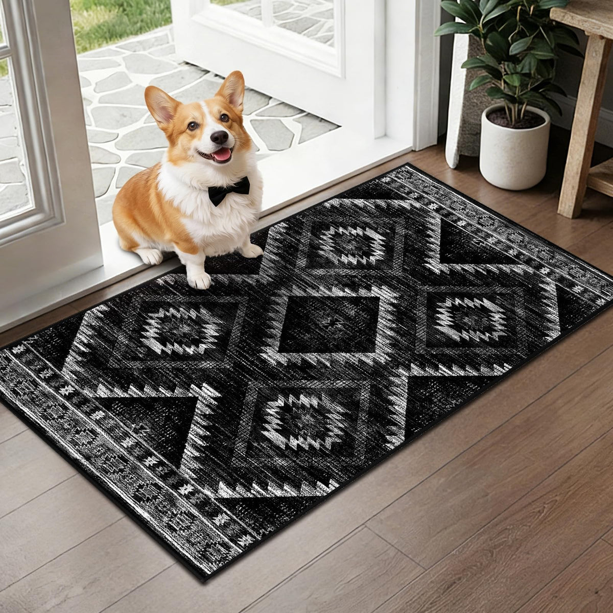 BESTSWEETIE 5'x7' Washable Area Rug for Living Room Bedroom Yellowbrown