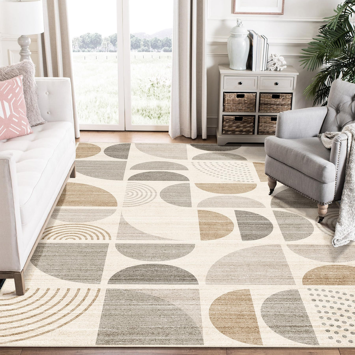 MUJOO 5x7 Area Rugs Washable,Boho Rugs Non Slip Modern Abstract Large
